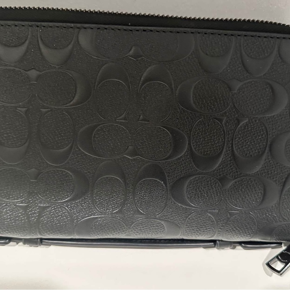 Black Embossed Leather Clutch